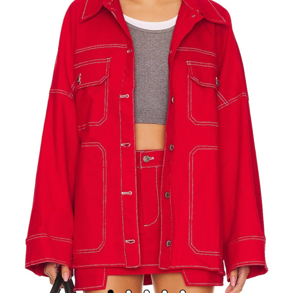 Vibrant Red Utility Jacket for Women